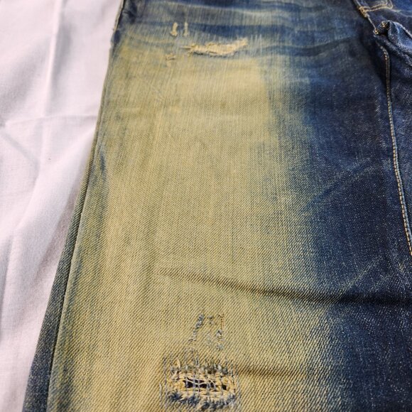 Aeropostale Slim Straight Leg Distressed Jeans Size 30 x 30 Blue 5-Pocket Mens - Picture 7 of 14